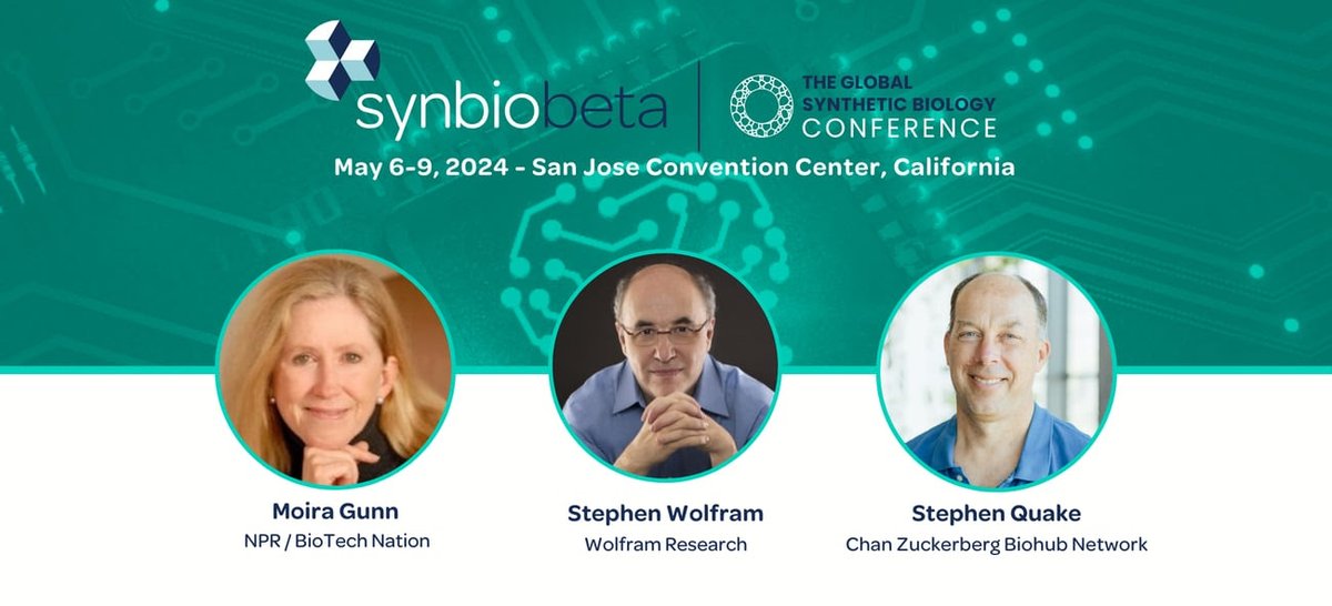 How will #AI and #biology intersect? To find out, join Moira Gunn, host of NPR’s Tech Nation and @biotechnation, who will moderate the fireside chat between @stephen_wolfram and @StephenQuake at 4 p.m. on Tuesday, May 7, at #SynBioBeta2024 in San Jose. Join us for this dynamic…