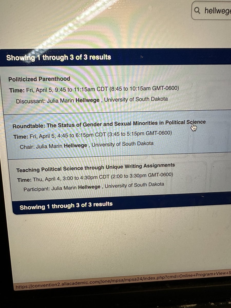 JuliaHellwege's tweet image. MPSA time!
If you’re also here, come to our roundtable for the MPSA Status Comm on Gender & Sexual Minorities Friday 4:45pm!
You’ll also find me discussing politicized parenting and teaching PoliSci through unique assignments.
Yes, this is a very on-brand conference for me!