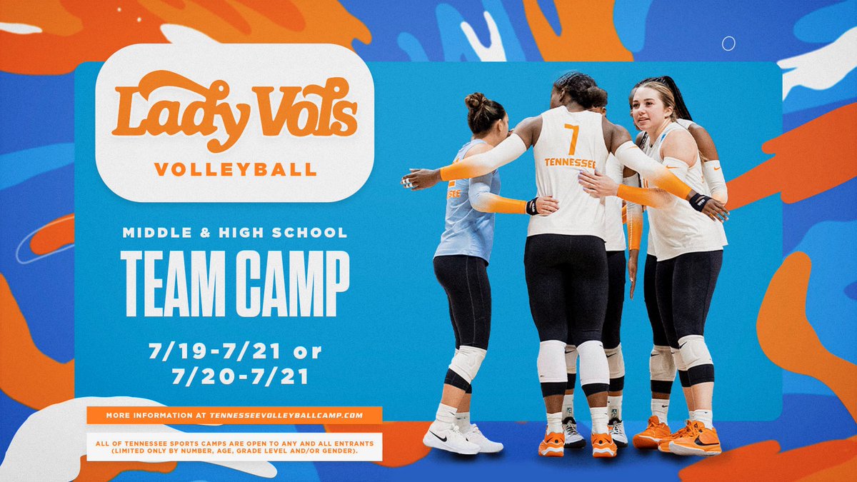 There are only 𝗳𝗼𝘂𝗿 spots left for team camp with the Lady Vols‼️ Visit tennesseevolleyballcamp.com to secure your spot today!