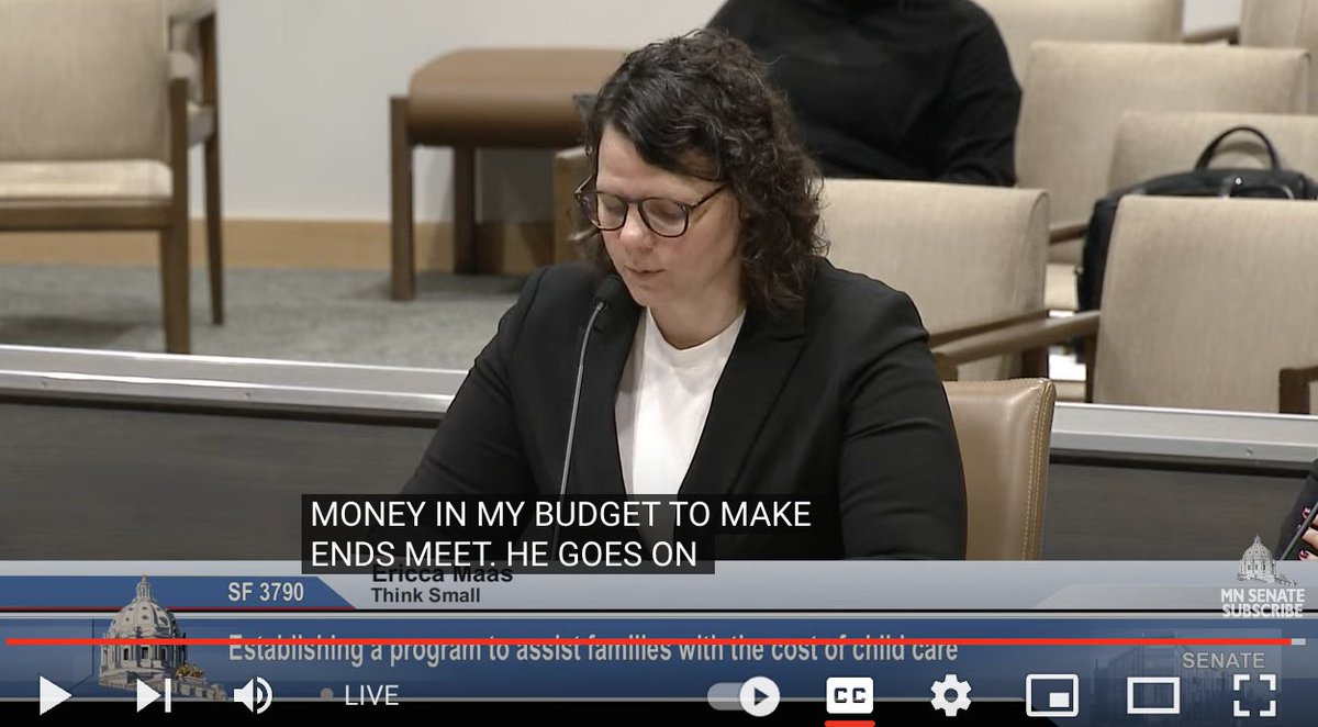 'A few thousand dollars, that is what stands between my youngest son having quality childcare he deserves, and me having enough money in my budget to make ends meet' Ericca Maas of @ThinkSmallMN quoting MN single parent Daniel Rogge. #affordablechildcare