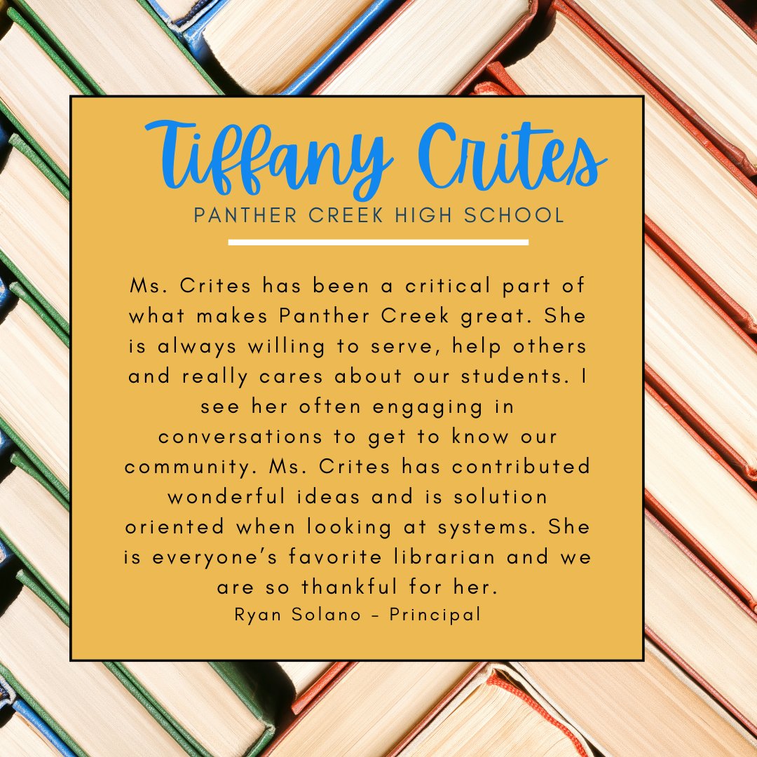 Tiffany! You have done an AMAZING job at @PCHSFrisco as their librarian. SO SO proud to have you on our team! #SchoolLibrarianDay #FISDelevate