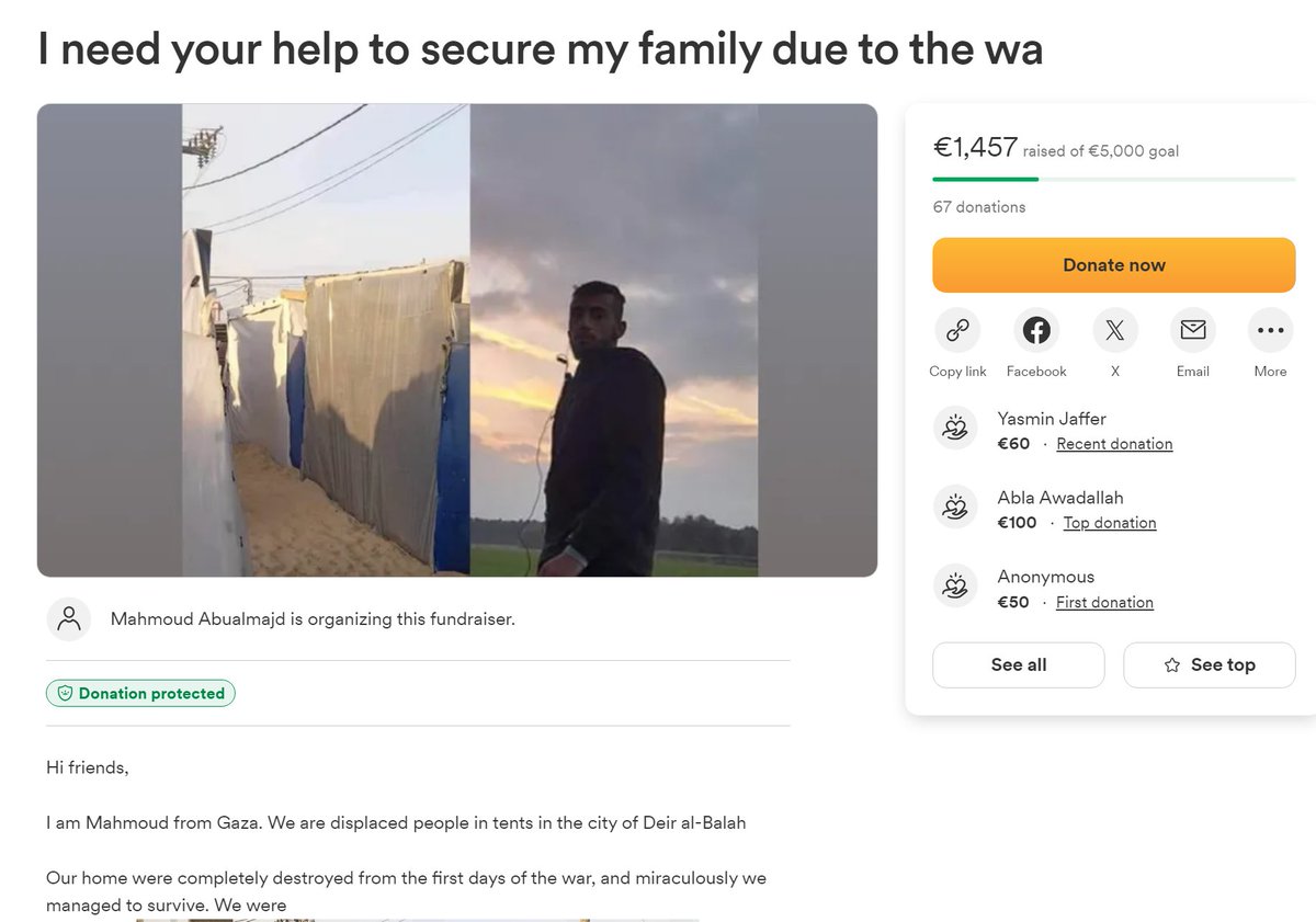 muhammad @Ghj23086082 NEEDS this to get to 2k before eid which is on the 9th of april, hes only 500 away, if 50 people that see this donate 10 euros each this goal can be EASILY met. its for basic necessities in gaza to support his family 🇵🇸 ‼️➡️ gofundme.com/f/i-need-your-… ⬅️‼️