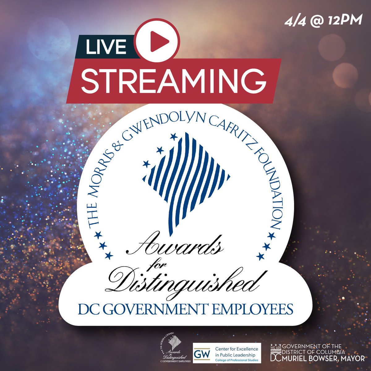 🏆Honoring Excellence in Public Service 🏆 The Morris & Gwendolyn Cafritz Foundation Awards recognizes and rewards outstanding performance and exemplary service by DC Government employees. Tune in today at 12pm to watch live! Watch: tinyurl.com/3f6vmedf #CafritzAwards