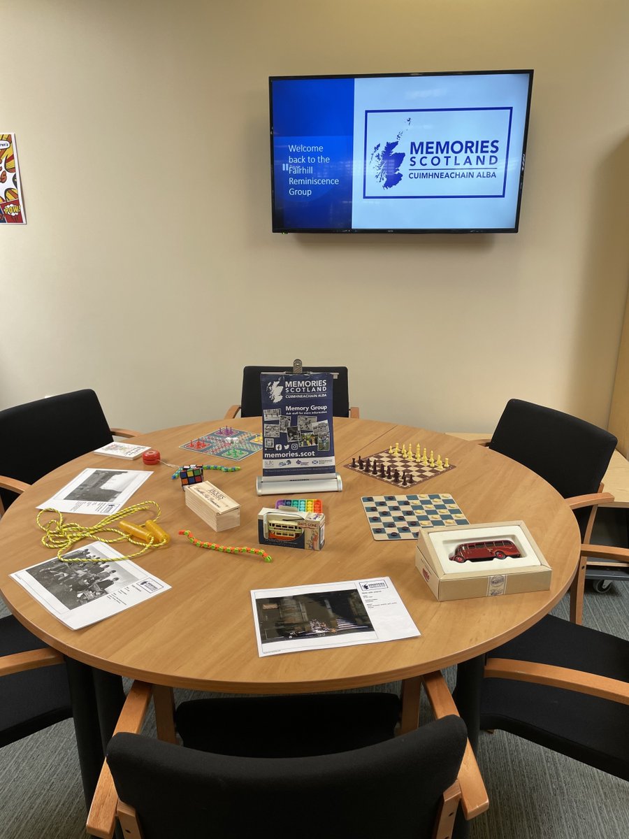 Everything is ready for the next Memories Scotland session in Fairhill Library, on Monday 8th April at 2pm.  The theme is 'Fun & Games' 😃 Contact the library for more details. slleisureandculture.co.uk/info/169/sl_li… @MemoriesScot