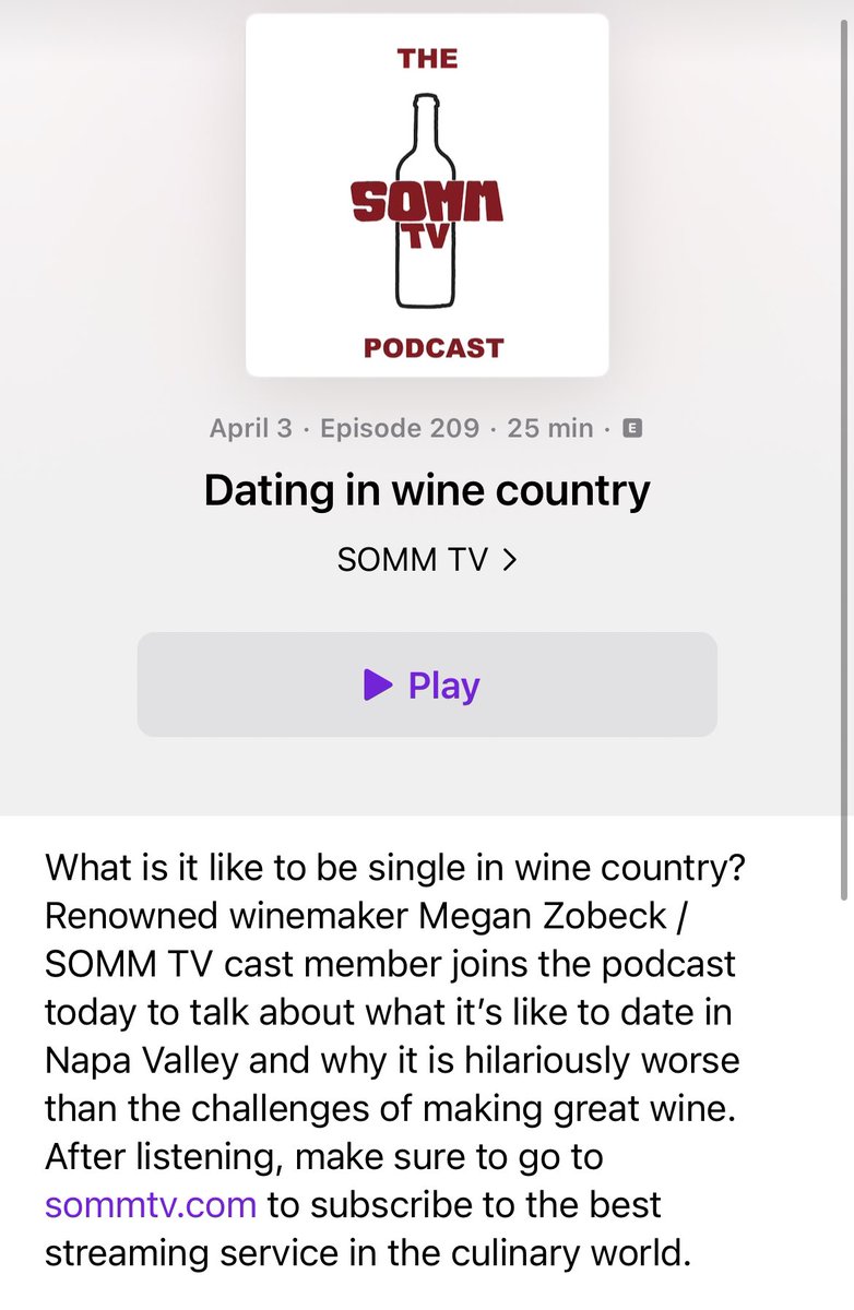 Brand new SOMM TV Podcast episode! What is it like to be single in wine country? podcasts.apple.com/us/podcast/som…