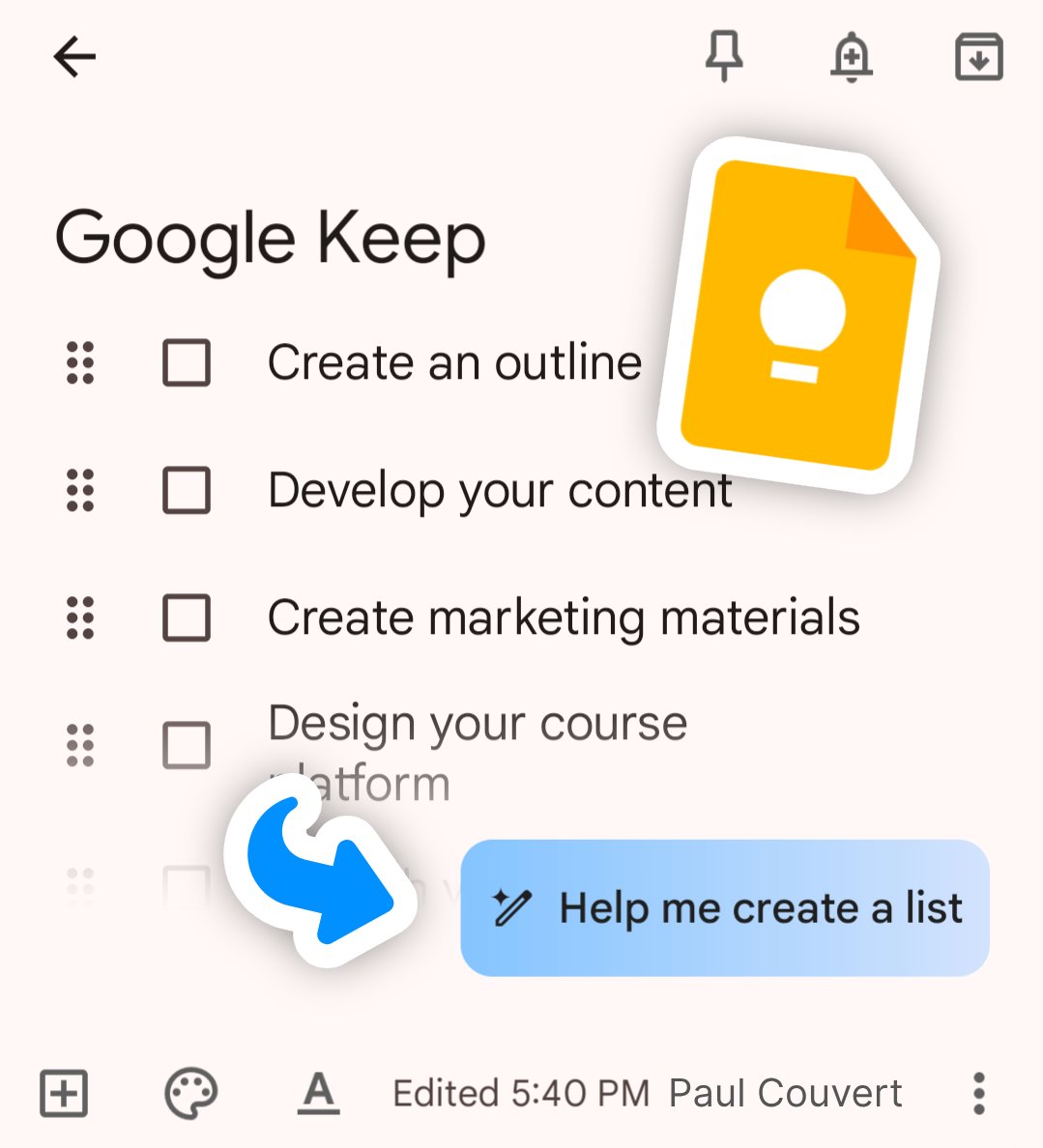 Google has added AI to its most popular note-taking app, Keep You can now quickly generate lists for any task or project. I'll show you how it works and how to access it: