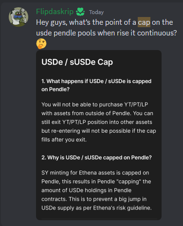 I'm starting to see a pattern developing with @ethena_labs where rules are changed mid-game with no prior notice. The cap on $pendle pools have been raised 2x by $100m each time since the Sats campaign began!! Existing Sats campaign LPs being diluted now big time. $ENA $USDe