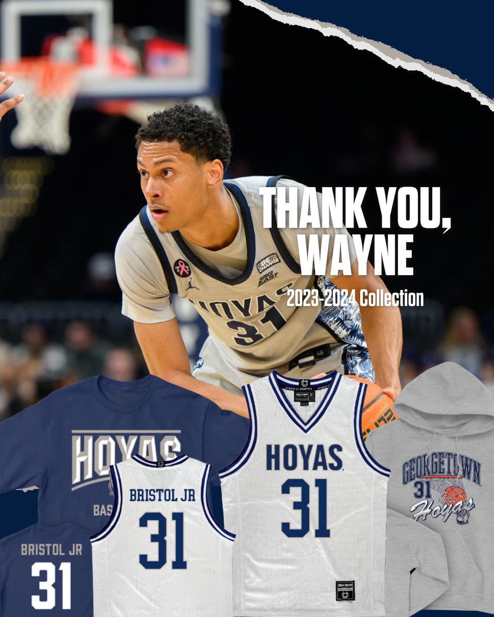 Senior Spotlight! 🔦 Today we are honoring Wayne Bristol Jr. for his contributions to the @GeorgetownHoops team! Be sure to take your last chance to get his merch before it’s gone! You will be missed @WAYNEBRISTOLJR nil.store/collections/gt…