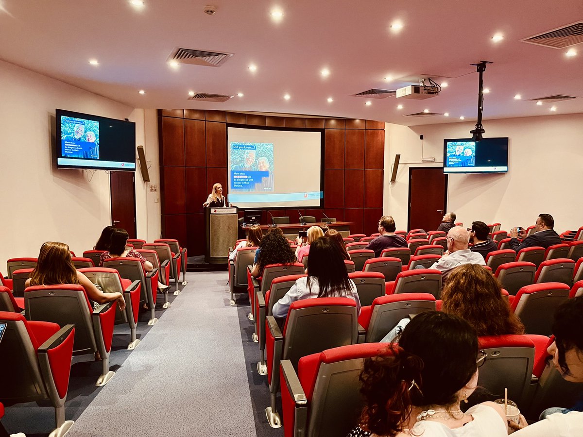 #HappeningNow - Inaugural Lecture 'From Cells to Society: A Comprehensive Journey' by Prof. Constantina Constantinou. This lecture delves into the significance of nutrition, physical activity, weight control, and stress management in the fight against cancer. #UNICHealth
