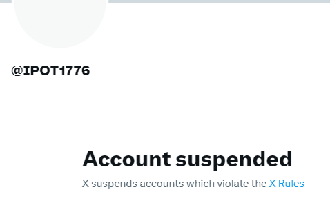 @elonmusk @XEng @IPOT1776 was targeted and suspended. @IPOT_Official76