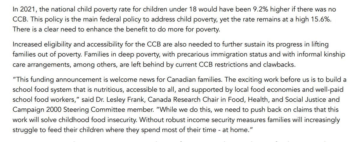 "Without robust income security measures families will increasingly struggle to feed their children where they spend most of their time - at home.” - <a href="/FranklyLess/">Dr. Lesley Frank</a> (in <a href="/Campaign2000/">Campaign 2000</a> press release) (2/5)