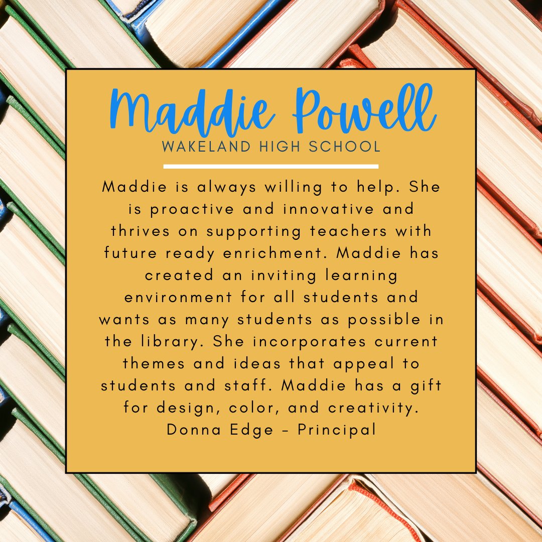 Maddie, you're amazing at what you do as a librarian. We are very grateful you share your cool ideas with students in Frisco ISD! @WakelandHS #FISDelevate #NationalSchoolLibrarianDay