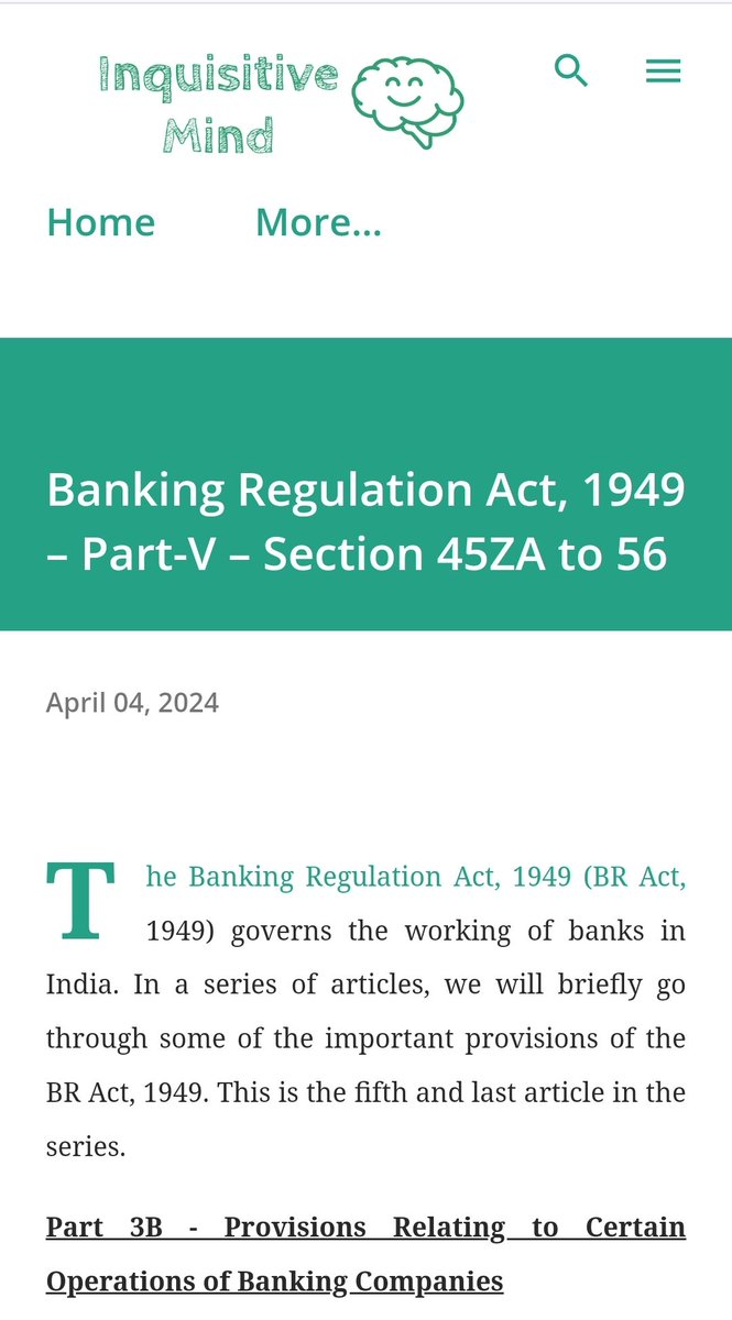 inquisitivemind5.blogspot.com/2024/04/bankin…

#RBI #rbipolicy #banking #bank #banks #bankingjobs #bankingandfinance #bankjobs #bankingcareers #regulatorycompliance #regulation #regulatory #regulations #regulators #regulator #regulatoryframework #bract #act #Law