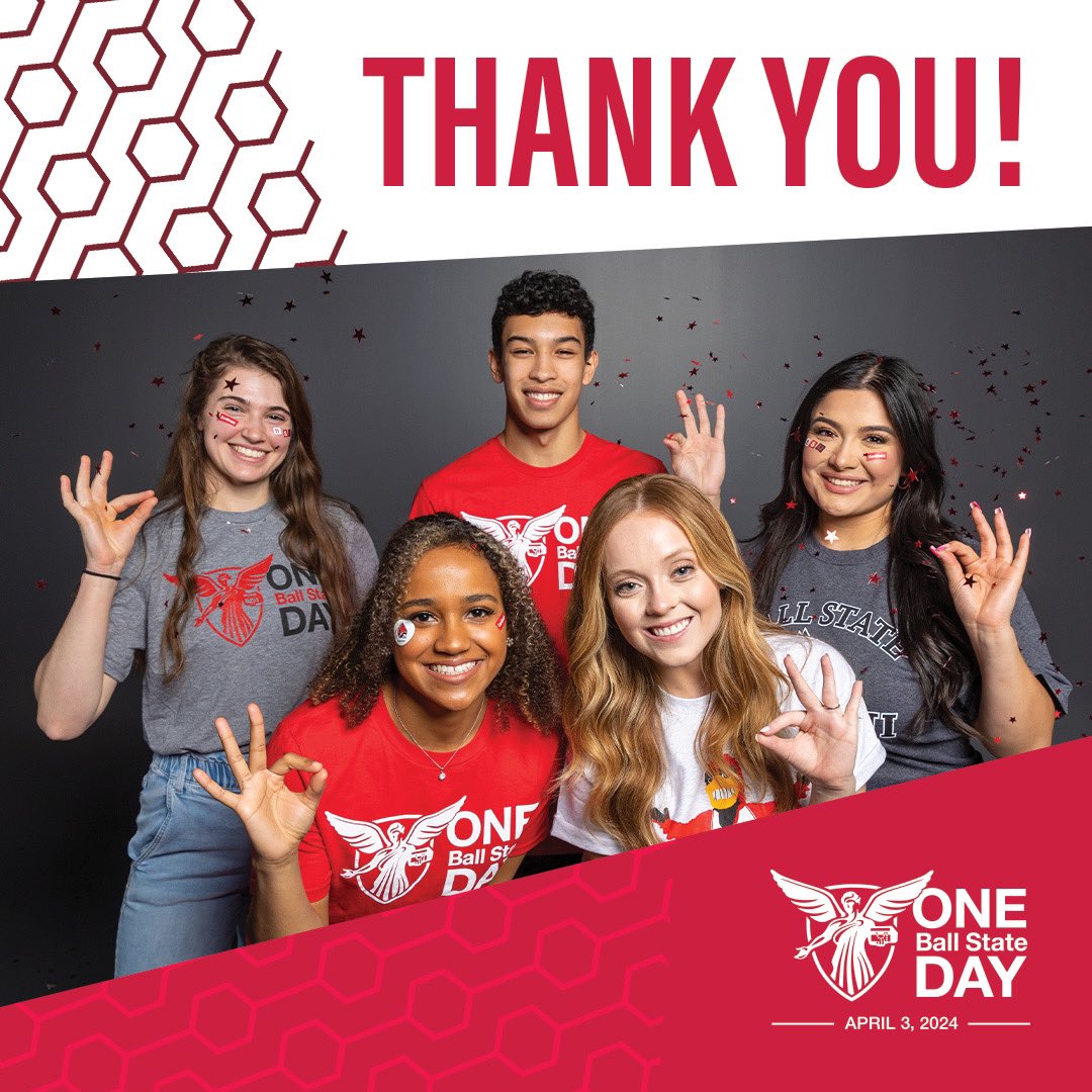 A huge thank you to all who donated to our department on One Ball State Day! It was a big success. We received $3,713 in donations. Our faculty, staff, and students appreciate the love and support. Chirp chirp! 

#bsu #bsucpsy #OneBallState #OBSD