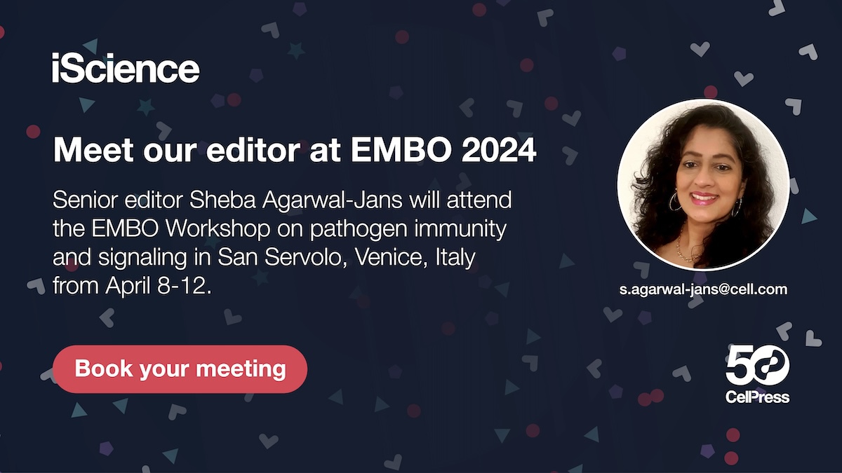 Discuss your research with our editor Dr. Sheba Agarwal-Jans in-person or virtually during the EMBO workshop. Book your meeting via this link hubs.li/Q02rRjlQ0 or email. Looking forward to speaking with you!
#cellpress #science #conferences #lifesciences #healthsciences