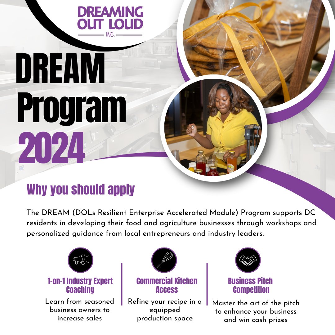 Our #DREAM Program Applications are OPEN!!! Click the link in our bio to apply for a chance to learn about how to scale your #FoodBusiness up from our mentors. #blackowned #blackownedbusiness #foodsystems #growthmindset