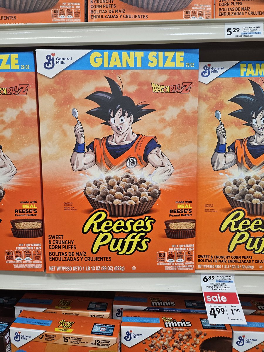 Goku loves Reese's Puffs!!