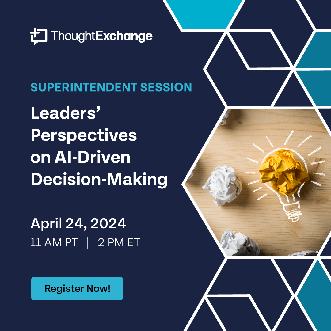 District leaders shaping the future—join us on April 24 for insights from visionary leaders on using #AI to: ✅Optimize resources & save costs ✅Predict teacher turnover & enhance #retention ✅Drive community-supported decisions Book now👇 🔗bit.ly/3PC4n43 #EdChat