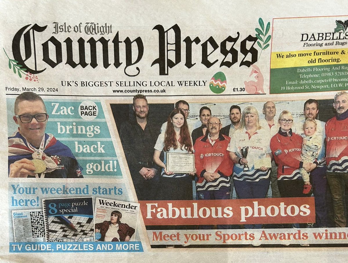 Making the back pages of @iwcponline again 🥇💪 That’ll be the true grit & determination @zacswim World Champion 200m butterfly celebrated in his local paper 👏👏👏 #worldclass #downsyndromeswimming