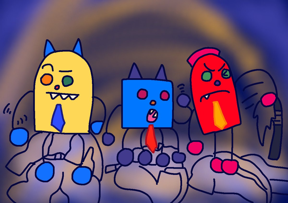 Chesscakekk's tweet photo. Joe rob and zub turn them self into happy monster! 
#tallyhall #evilhall https://t.co/wFygwSC1mt