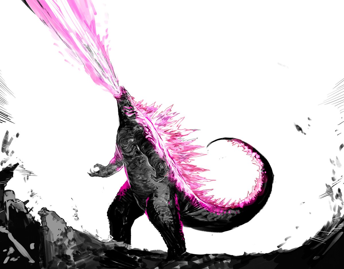 godzilla open mouth white background standing tail monochrome teeth no humans  illustration images