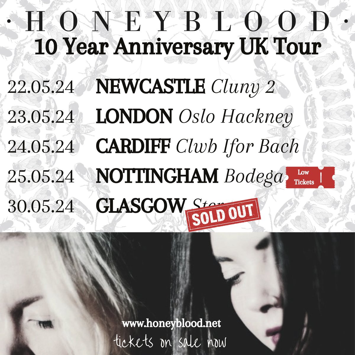 Glasgow 🚨 @stereo_glasgow is now SOLD OUT‼️🔥 Nottingham not far behind so get your tickets for @bodeganotts while you can! 22 May - Newcastle 23 May - London 24 May - Cardiff 25 May - Nottingham [LOW TICKETS] 30 May - Glasgow [SOLD OUT] honeyblood.net/live