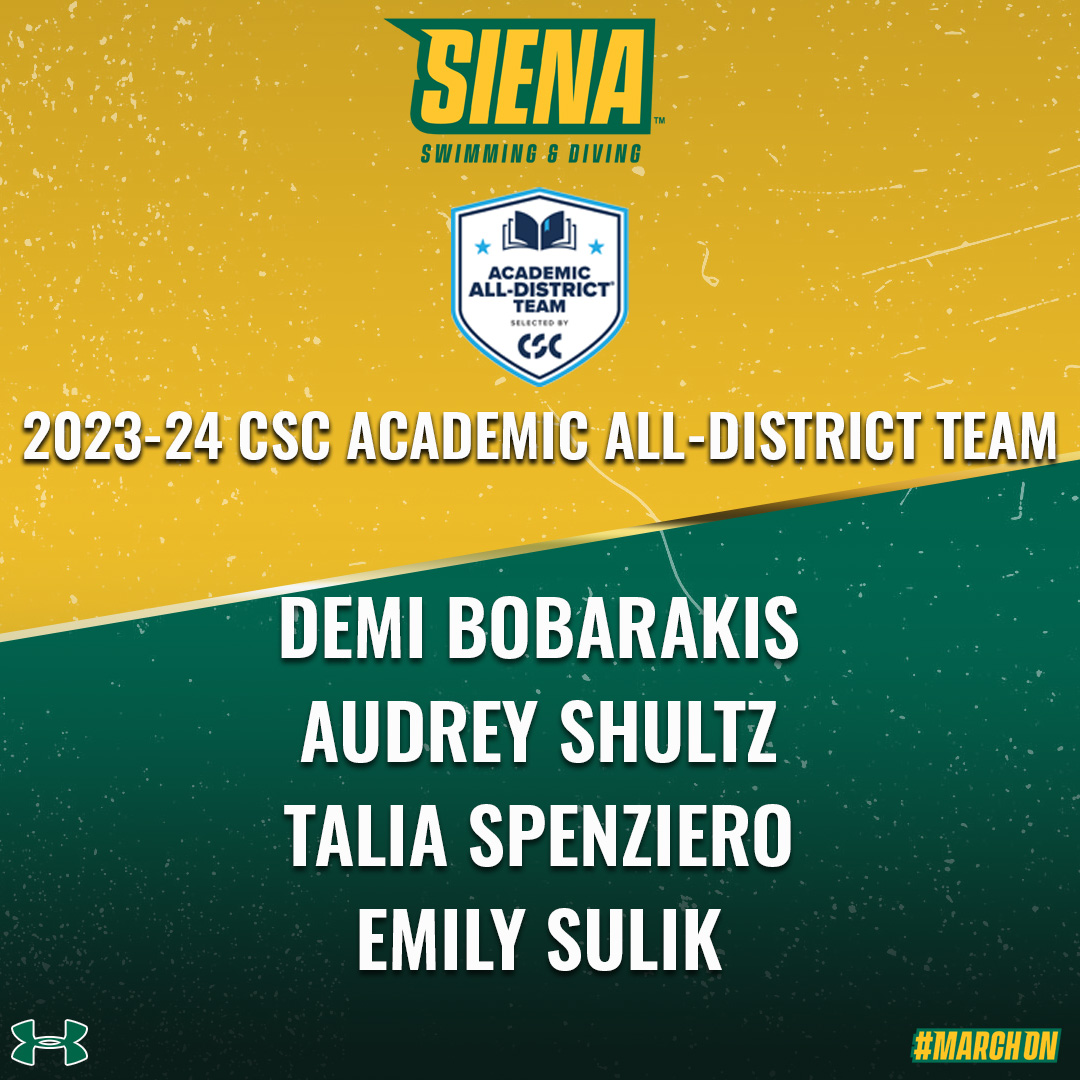 🏊📚 In the midst of a record-breaking academic year, @Siena_SwimDive placed 4⃣ saints on the @CollSportsComm Academic All-District Team 👏👏 📰 t.ly/2pWrn #MarchOn x #SienaSaints x #NCAASwim x #MAACSwim