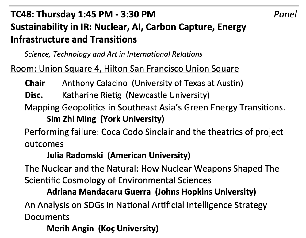 Excited to chair this panel today at #ISA2024! Curious about sustainability in International Relations? Check it out -> 1:45 today.