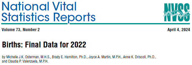 The preterm birth rate in the U.S. declined 1% from 2022 to 2021 bit.ly/NCHS1043