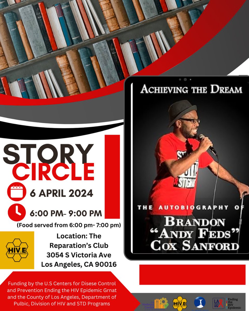 🌟 Join @thehiv.ela on April 6th, 2024 for a special evening with comedian Andy Feds as he shares his powerful autobiography about being born with HIV.

To register, visit: hiveevents.ticketleap.com/aprilstorycirc…

See you there! 💫💬