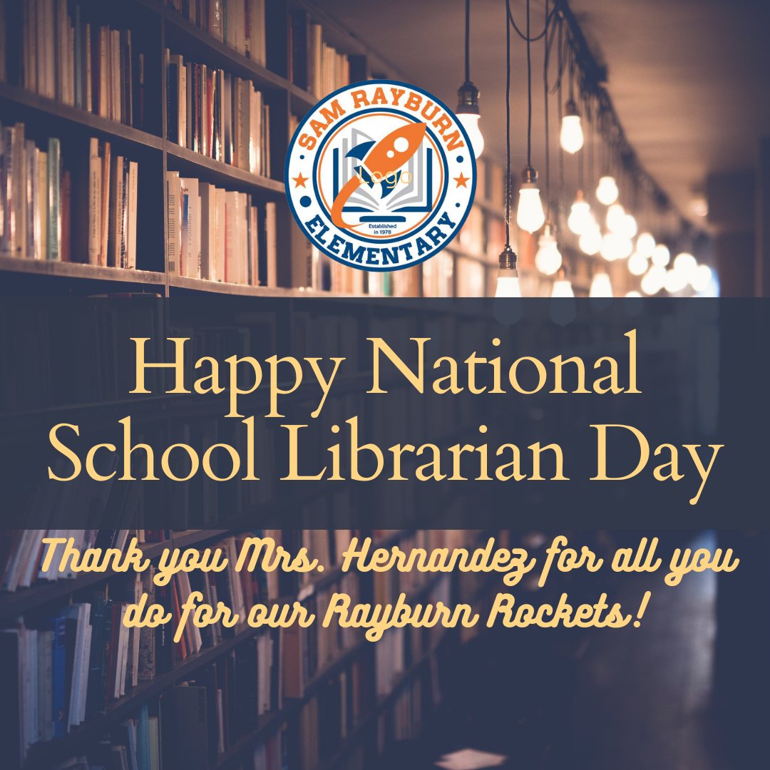 📚Happy #NationalSchoolLibrarianDay to Mrs. Hernandez! @Rayburn_Readers Thank you for all you do! Our @Rockets120 love you!! ❤️ #rocketpride @annvega