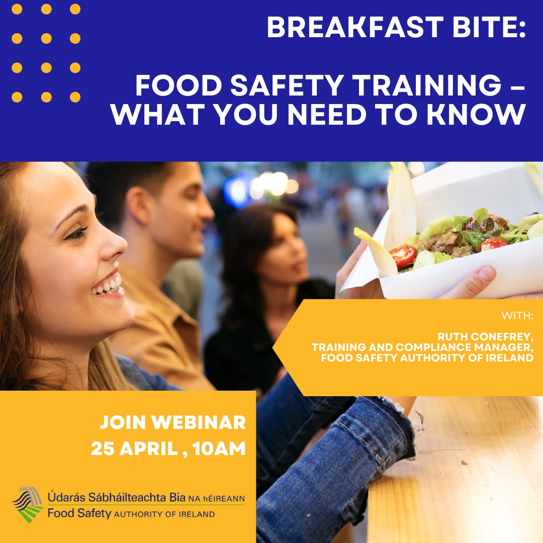 This webinar will give food businesses tips and ideas on how they can meet their food safety training needs using specific resources the FSAI has developed, including our new learning portal. 📗 ℹ️ For more information and to register, please see: attendee.gotowebinar.com/register/28992…