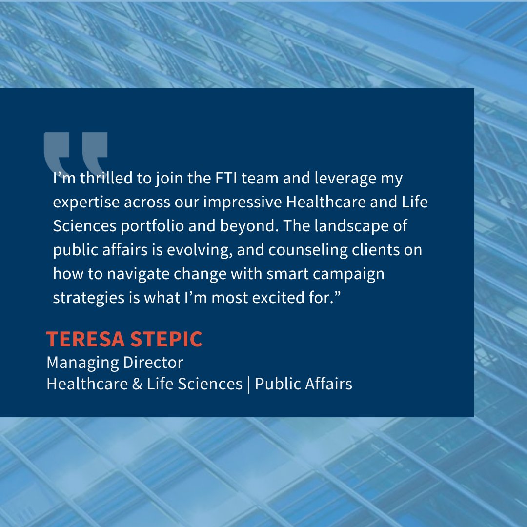 We added Teresa Stepic as a Managing Director based in Washington D.C. to expand and differentiate our Healthcare and Life Science capabilities, supporting clients on issue advocacy, integrated communications campaigns, and brand strategy. Learn more here: bit.ly/43ClOY2