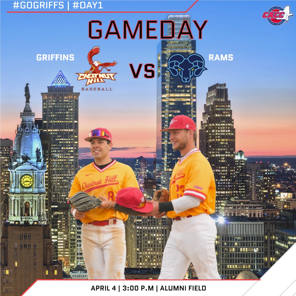 CHCBaseball's tweet photo. Battle For Philly. 

🆚 Jefferson
⌚️ 3:00
🏟️ Alumni Field (On Jefferson Campus)
🎥 https://t.co/sRg1rmThHJ
 🔺WEAR RED AND SUPPORT YOUR GRIFFS🔺

@CHCAthletics | @ChestnutHill | @divIIbaseball | @PGordonPBR https://t.co/mr4IfKHyKA