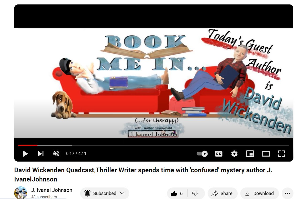 Join the FOUR minutes of FUN ! With ITWDebut Authors @DaveWickenden as 'the therapist' and @JIvanelJohnson 'on the couch'. Coming next week: #itwdebuts' @FearIvanka ! Please support each other - share/subscribe! youtube.com/watch?v=Mc8fS8…
