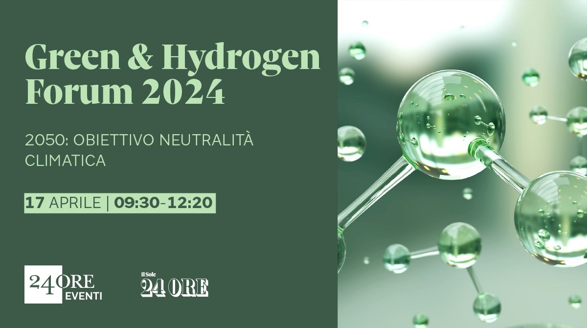 Dall'idrogeno alle nuove frontiere dell'energia: come affronteremo le sfide del futuro? “Green & Hydrogen Forum 2024” è l’evento dedicato alla diversificazione delle fonti di energia rinnovabili nel sistema energetico odierno. Scopri di più: 24oreventi.ilsole24ore.com/green-e-hydrog…