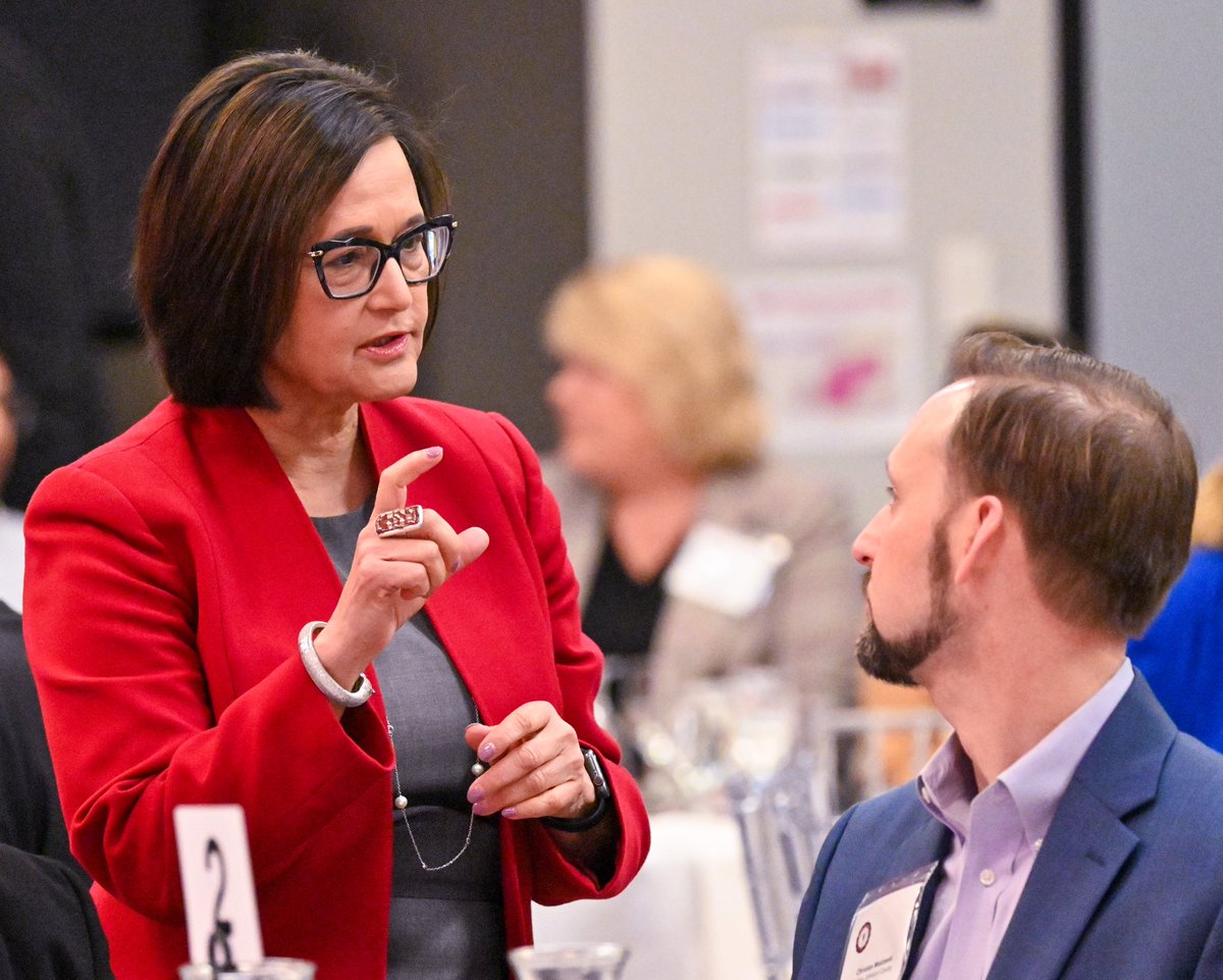 Corporate and community members gathered today to kick off President Tanuja Singh's inauguration celebration. The breakfast included a panel discussion with Chris Lowery, Melina Kennedy, Vanessa Green Sinders of Indiana Chamber of Commerce, and President Singh.