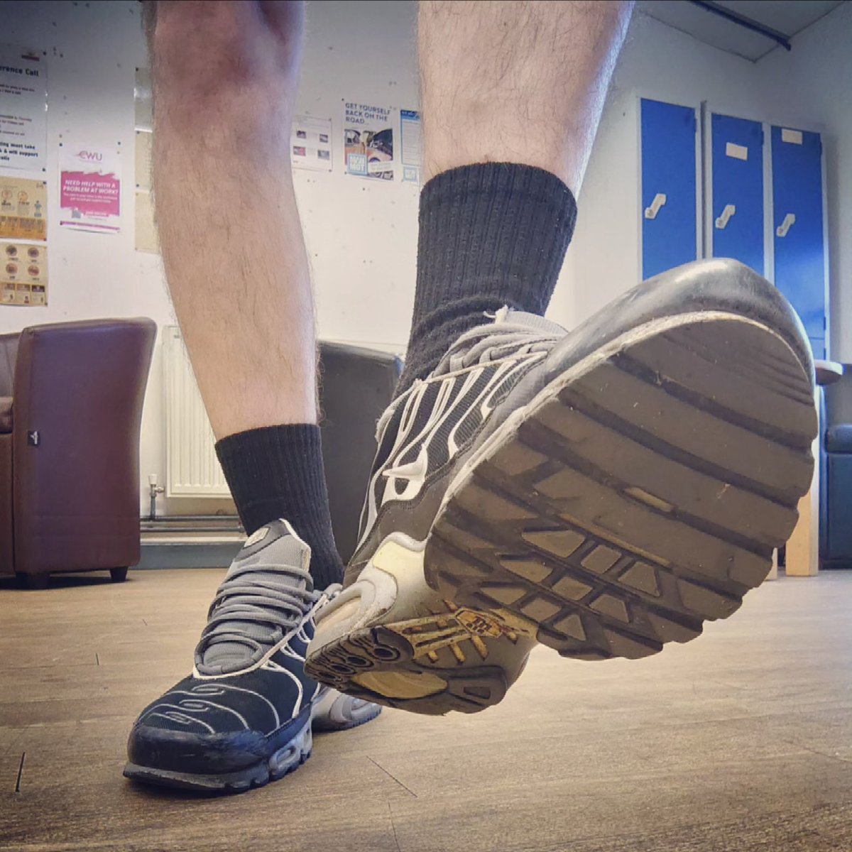 willspilsbury's tweet photo. Trashed Nike TNs. Part of 'The Holy Trinity' - three pairs of Air Max I have that are just absolutely wrecked πβ£οΈπππ» #niketnkindaday #airmaxplus #nikeairmax #trashedkicks #kotdπ #niketn #blacksocks #hollistersocks #sneakerhead https://t.co/PW7VKAtB9A