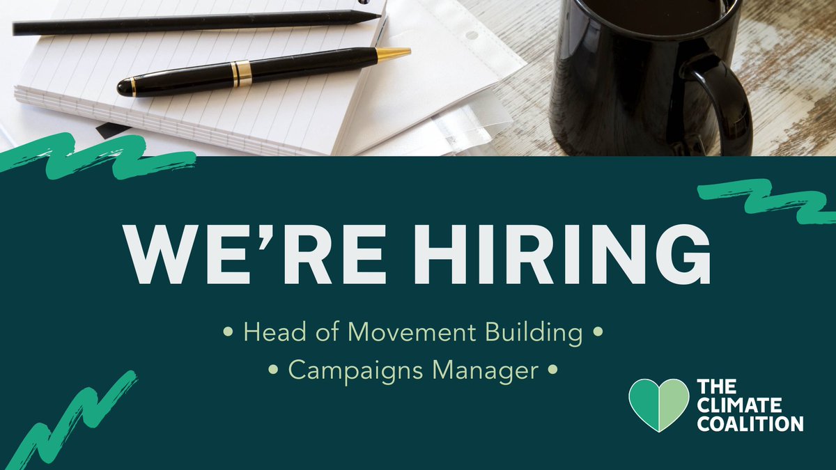 📢 We're recruiting for two new roles at The Climate Coalition 📢 💚 Head of Movement Building 💚 Campaigns Manager Learn more about both roles, and how to apply, via Applied 👇 app.beapplied.com/org/1804/the-c…