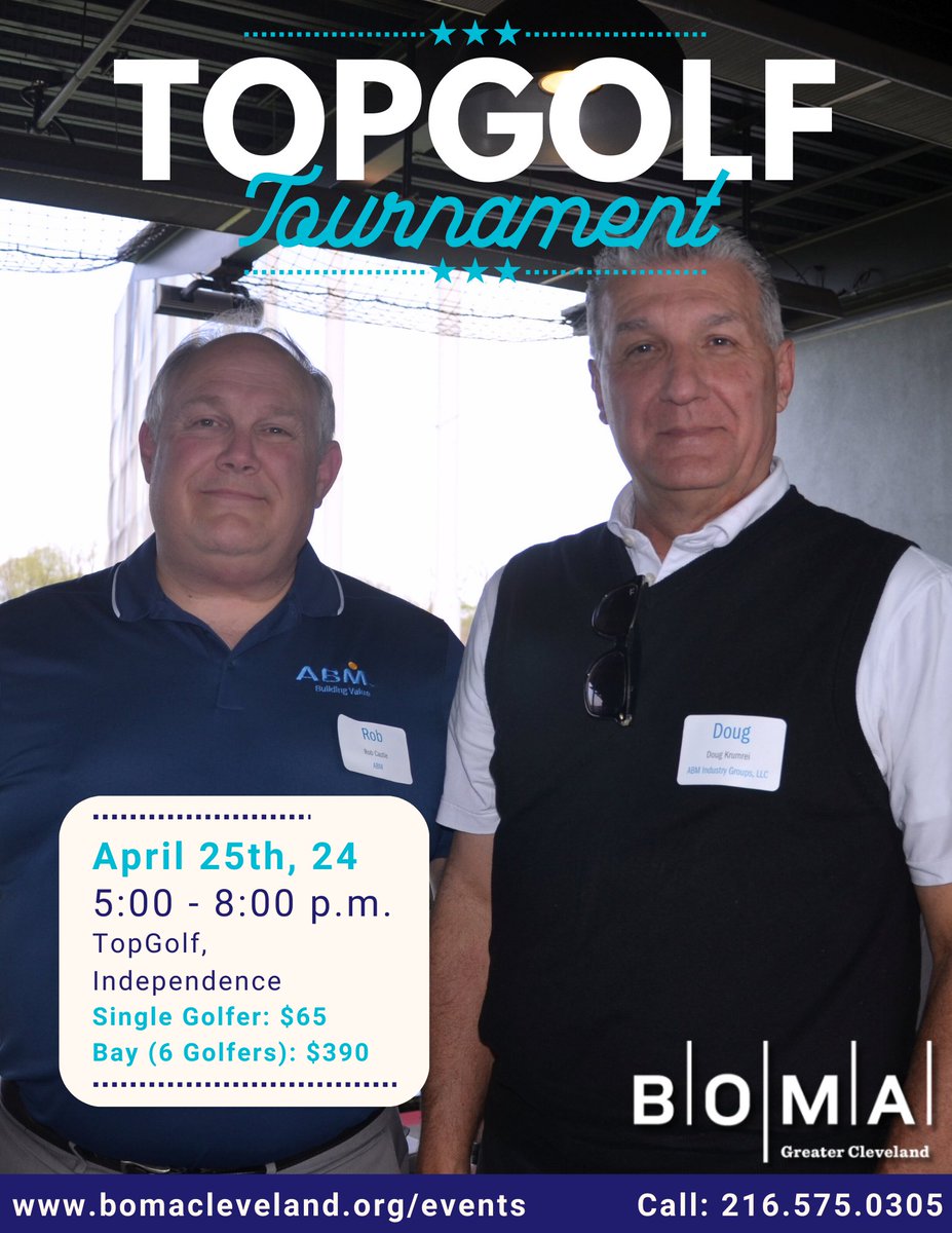 Registration for BOMA Greater Cleveland's TopGolf Event closes in one week! ⛳️

Visit our website to register today: bomacleveland.org/events/topgolf…