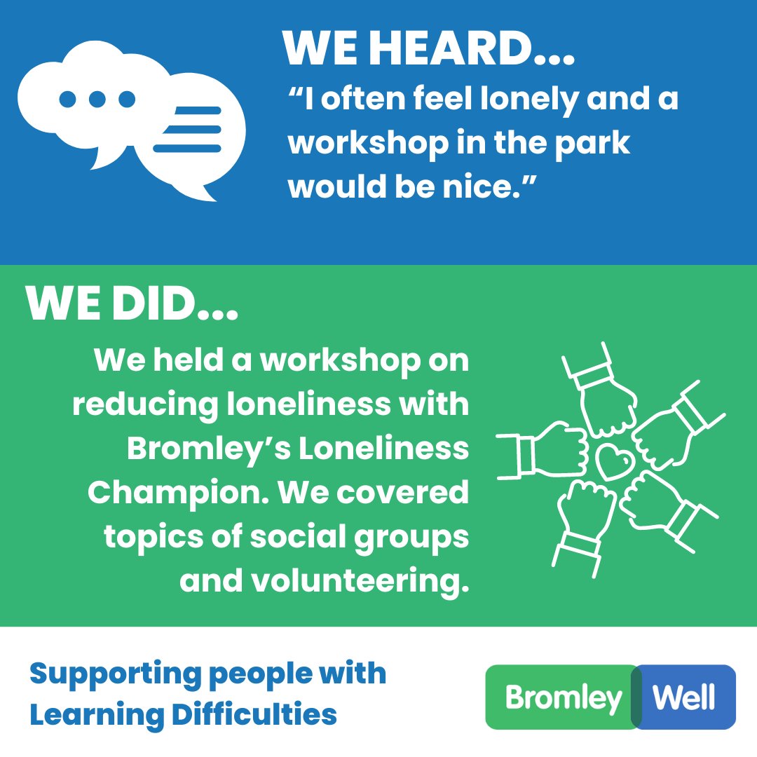 Our team supporting people with Learning Difficulties have been listening to what people need help with and created workshops and events designed to support. Great work from the Bromley Well team based at @BromleyMencap #learningdifficulties #Bromley