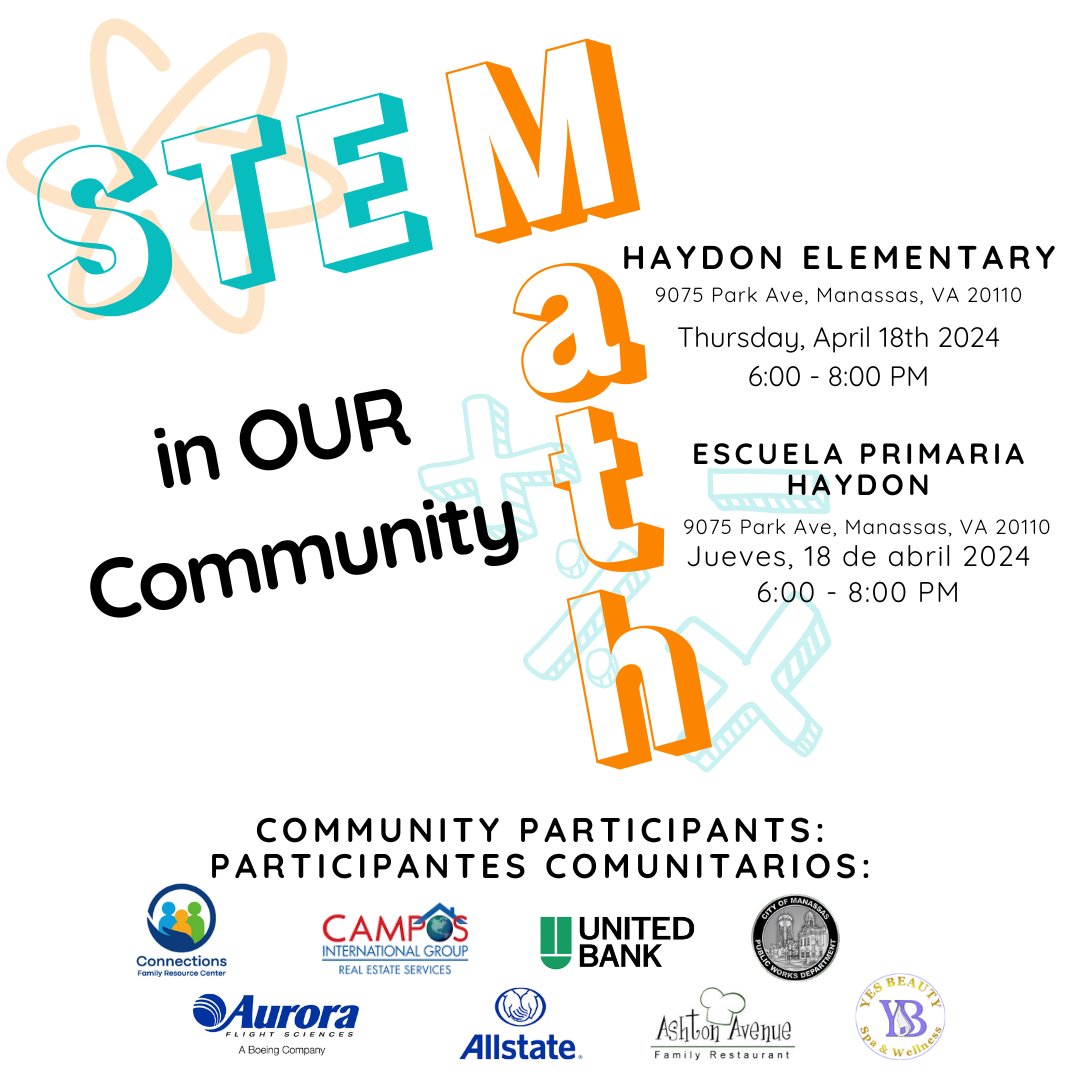 Math and STEM Night in OUR Community is two weeks away! Mark your calendars for an exciting night of hands-on activities with our community partners, games, and more!