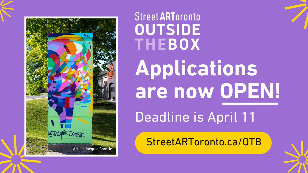 📣 One Week Left! 📣 The 2024 Outside The Box Applications are now open! Deadline to apply: April 11th, 2024 To learn more & apply visit: streetartoronto.ca/outside-the-box