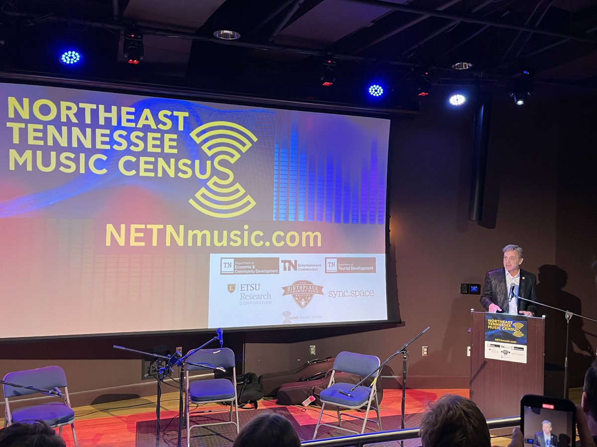 At the press conference in Bristol to launch the Northeast Tennessee Music Initiative w/ @etsu, @tnentertains & @TNVacation’s Mark Ezell. Creativity & innovation are in the fabric of TN’s history, & we are excited for the awareness this will raise here & statewide.