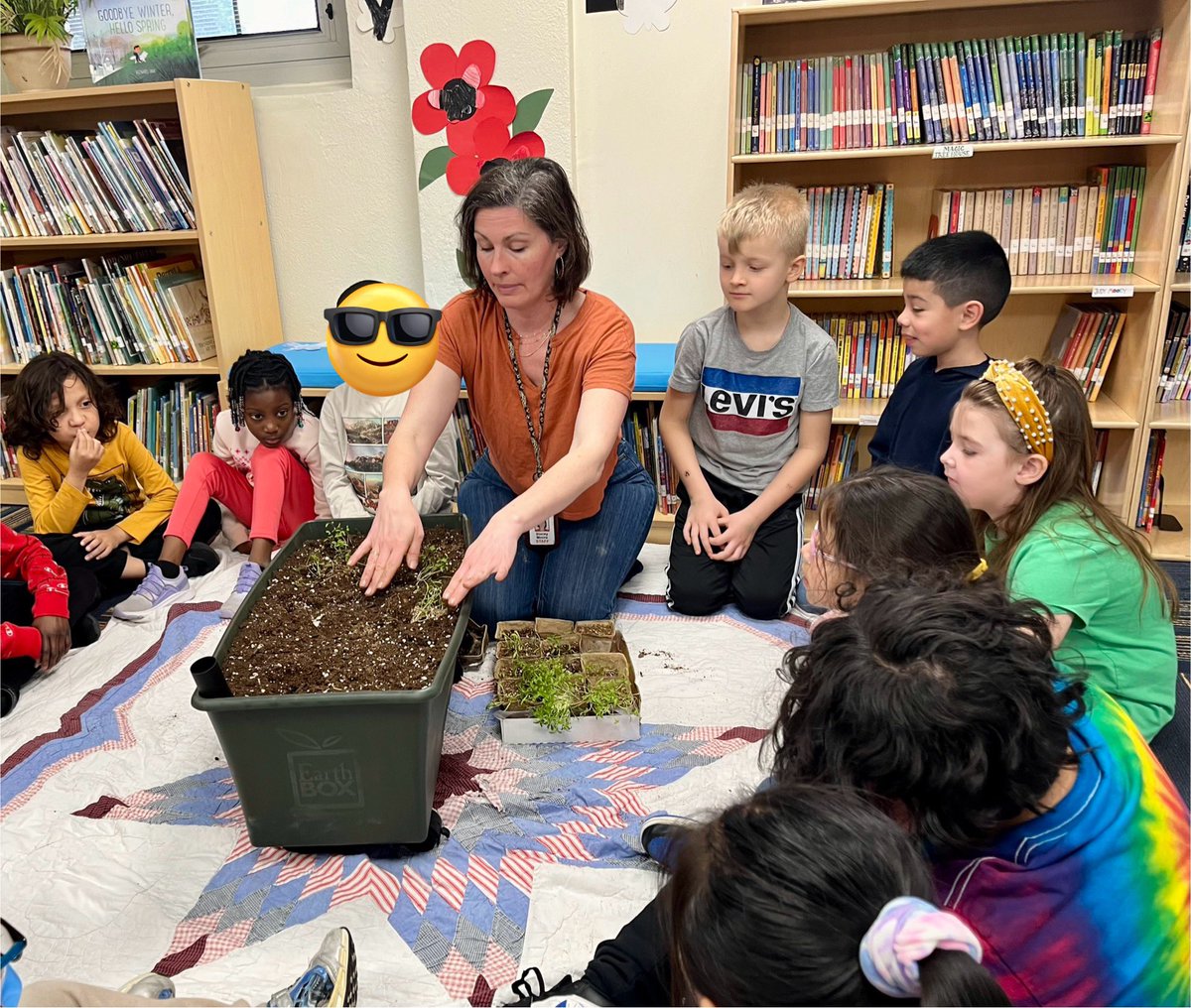 Happy Librarians Day to our own awesome librarian with the green thumbs! We love you, Ms. Moore! @MuziLearningLab