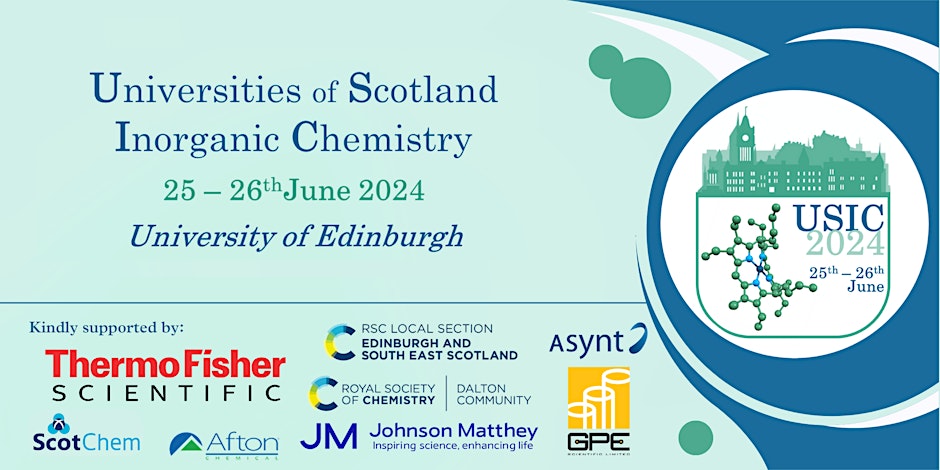📢Don't miss out on the 2024 USIC conference!

This fantastic event covers a range of inorganic chemistry topics in academic and industry research. 

Submit your poster abstract before 25 May!

📆 25 - 26 June 2024
📍 University of Edinburgh
🔗eventbrite.co.uk/e/universities…

<a href="/USIC2024/">Universities of Scotland Inorganic Conference 2024</a>