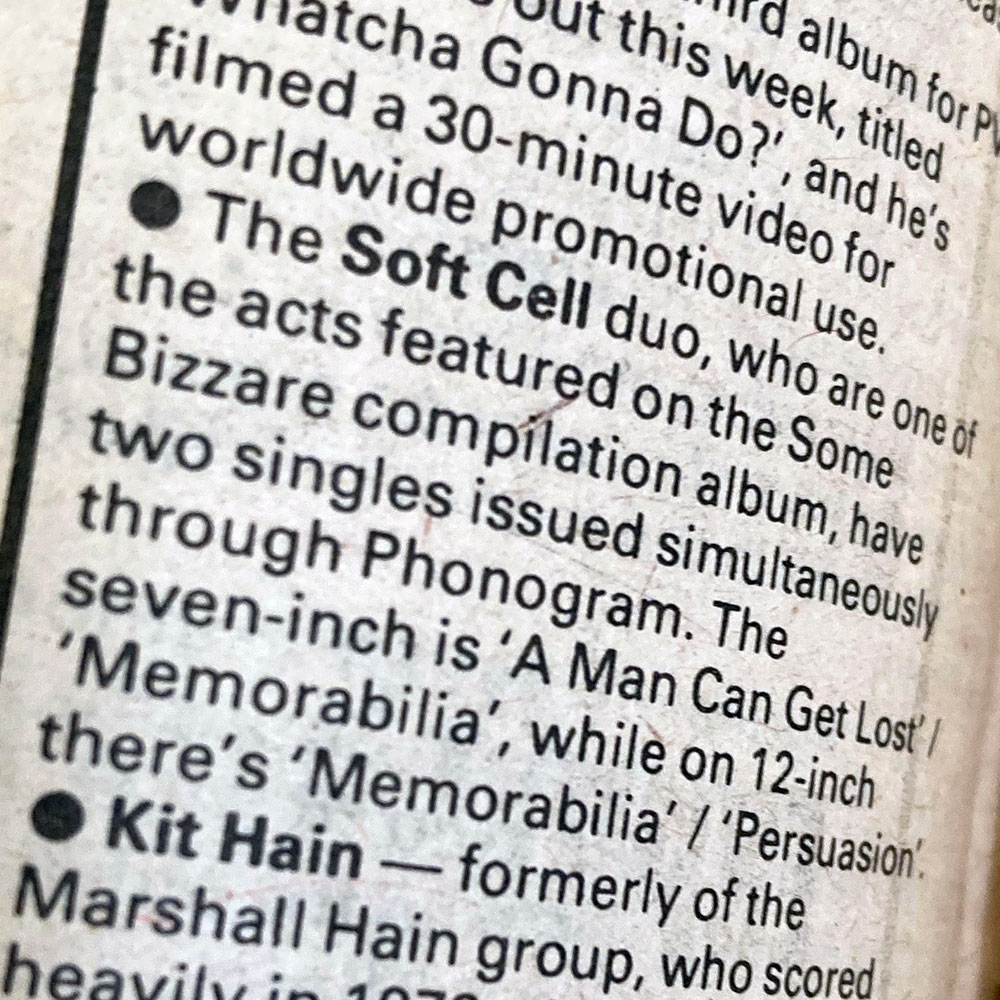 One of Soft Cell's earliest mentions in the NME happened on this day in 1981... ❤️ #softcell #marcalmond #daveball