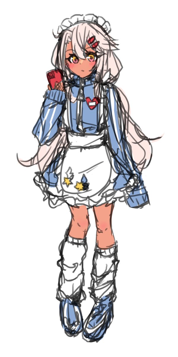 くっそラフで申し訳ないけど、唐突に脳内にあふれ出たクロエちゃんのメイドジャージ概念を見てくれ。 