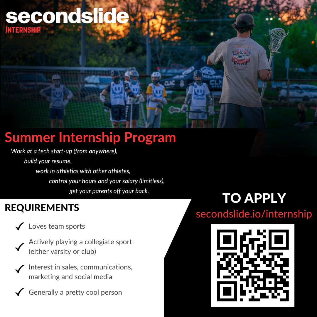 secondslideio's tweet image. ANNOUNCEMENT: 

We are officially in intern season! If you are currently playing a collegiate sport (varsity or club, doesn’t matter!) and looking to get your parents off your back, head to Secondslide.io/internship and apply. Going to be a great summer!