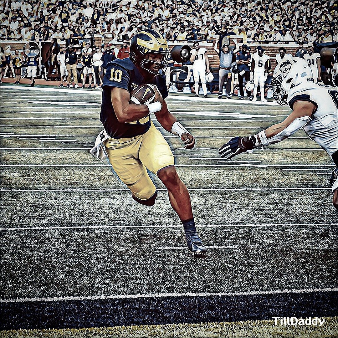 🚨 BREAKING 🚨 Alex Orji has been KILLING it in spring practice. Blazing past defenders and dropping bombs, as seen in last year's Spring Game. You're looking at your QB1 folks. #GoBlue 〽️